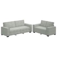 vidaXL 2-delige Loungeset met kussens fluweel lichtgrijs, bank, fluwelen bank, tv-stoel, bank, zitbank, relaxbank, vrije tijd fauteuil, fauteuil