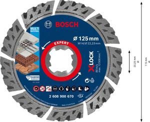 Bosch Accessoires Expert MultiMaterial X-LOCK diamantdoorslijpschijf 125 x 22,23 x 2,4 x 12 mm - 1 stuk(s) - 2608900670