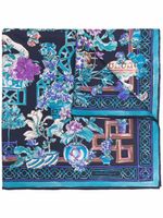 Ferragamo foulard en soie à fleurs - Bleu - thumbnail