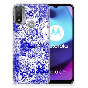 Silicone Back Case Motorola Moto E20 | E40 Angel Skull Blauw