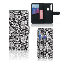 Motorola One Action Hoesje Black Flowers - thumbnail