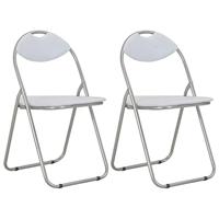 vidaXL 2x Eetkamerstoel Inklapbaar Kunstleer Wit Eetstoel Keukenstoel Stoel