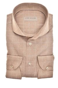 John Miller Tailored Fit Overhemd bruin, Ruit