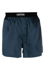 TOM FORD boxer satiné à taille à logo - Bleu - thumbnail