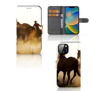 Apple iPhone 14 Telefoonhoesje met Pasjes Design Cowboy