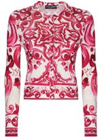 Dolce & Gabbana cardigan en soie à imprimé Majolica - Blanc