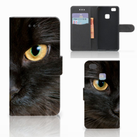 Huawei P9 Lite Telefoonhoesje met Pasjes Zwarte Kat