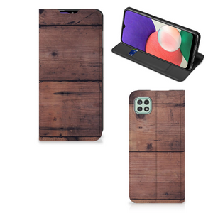 Samsung Galaxy A22 5G Book Wallet Case Old Wood