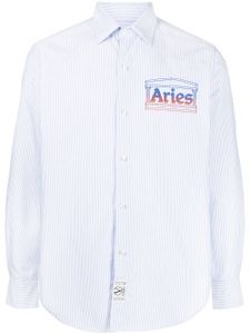 Aries chemise Oxford rayée à logo - Bleu