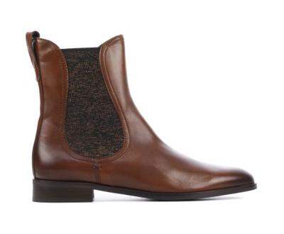 Pertini Dames Enkellaarsjes in Leder (Cognac)