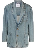 Moschino blazer en jean à simple boutonnage - Bleu - thumbnail