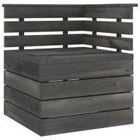 Tuinhoekbank pallet massief grenenhout donkergrijs - thumbnail