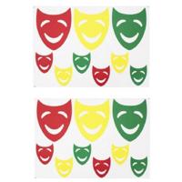 3x Sets Raamsticker Lachende Maskers Rood/geel/groen 35 X 40 Cm Carnaval - Raamstickers