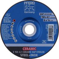 PFERD 62100150 E 150-4,1 CERAMIC SGP STEELOX Afbraamschijf gebogen Diameter 150 mm Boordiameter 22.23 mm RVS, Staal 10 stuk(s) - thumbnail