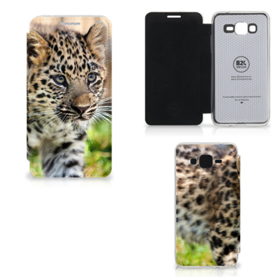 Samsung Galaxy Grand Prime Telefoonhoesje met Pasjes Baby Luipaard Samsung Galaxy Grand Prime Telefoonhoesje met Pasjes Baby Luipaard