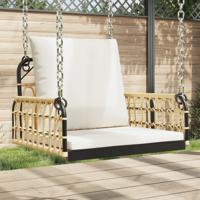 Schommelstoel met kussens 63x58x39 cm poly rattan en staal - thumbnail