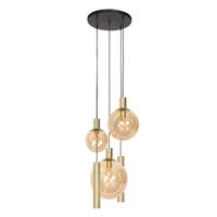 Steinhauer Vide hanglamp Bollique goud met amberglas 3801ME