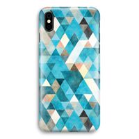 Gekleurde driehoekjes blauw: iPhone X Volledig Geprint Hoesje - thumbnail