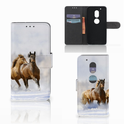 Motorola Moto G4 Play Telefoonhoesje met Pasjes Paarden Motorola Moto G4 Play Telefoonhoesje met Pasjes Paarden