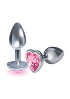 Bejeweled Heart Stainless Steel Plug - Pink - thumbnail