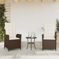 Tuinstoelen 2 st verstelbaar met kussens poly rattan bruin - thumbnail