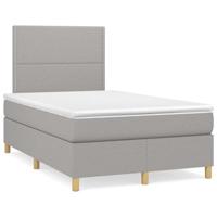 vidaXL Boxspring met matras en LED stof lichtgrijs 120x190 cm, bed, boxspringbed, tweepersoonsbed, slaapmeubel, boxspring bed, bed met matras