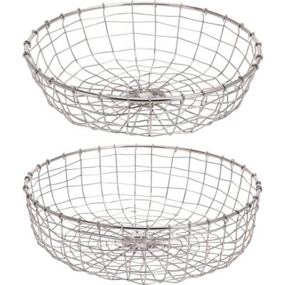 2x Zilveren ronde decoratie schaal van metaal 34 cm - Fruitschalen
