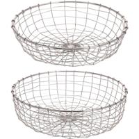 2x Zilveren ronde decoratie schaal van metaal 34 cm - Fruitschalen