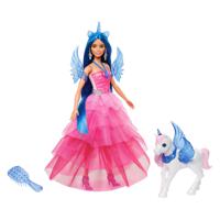 Mattel Eenhoornpop met blauw haar, roze jurk en alicorn - thumbnail