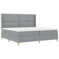 vidaXL Boxspringbed met matras stof lichtgrijs 200x200 cm