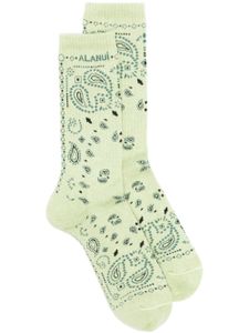 Alanui chaussettes nervurées à logo brodé - Vert