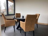 Set van 4 leren eetkamerstoelen - met houten poten - bruin leer - Echt leer, Landelijk, ontdek de vele Leersoorten en Kleuren bij ShopX