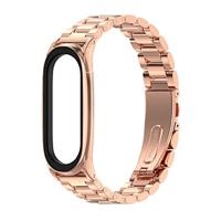 By Qubix - Metalen schakelarmband voor Compatible met Xiaomi Mi Band 3/4/5/6/7 - Rose Goud - Compatible Xiaomi bandje