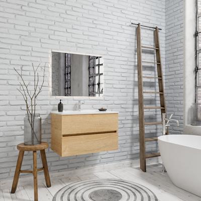 Zaro Malaga badkamermeubel 80cm licht eiken 1 kraangat met 2 lades Zaro Malaga badkamermeubel 80cm licht eiken 1 kraangat met 2 lades