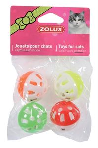 ZOLUX KATTENSPEELGOED BAL MET BEL ASSORTI 3 CM 4 ST