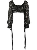 Saint Laurent blouse crop à pois - Noir