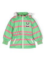 Mini Rodini imperméable rayé à patch Panda - Vert