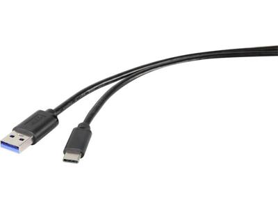 Renkforce USB 3.1 (gen. 1) Aansluitkabel [1x USB 3.1 stekker A​ - 1x USB-C stekker] 15.00 cm Zwart