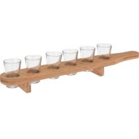 Bamboe shotglaasjes houder met 6 glazen - 45 cm - thumbnail