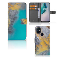 OnePlus Nord N10 Bookcase Marble Blue Gold - thumbnail