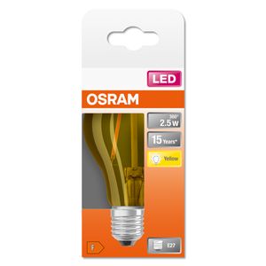 OSRAM 4058075433922 LED-lamp Energielabel F (A - G) E27 Peer 2.5 W = 23 W Geel (Ø x l) 60 mm x 105 mm 1 stuk(s)