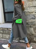 Plain Long Sleeve Pockets Casual Outwear