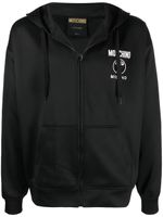 Moschino hoodie zippé à logo imprimé - Noir