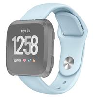 By Qubix - Compatible met Fitbit Versa 1/2 & Lite siliconen bandje - Maat: Large - Lichtblauw - Compatible fitbit bandje