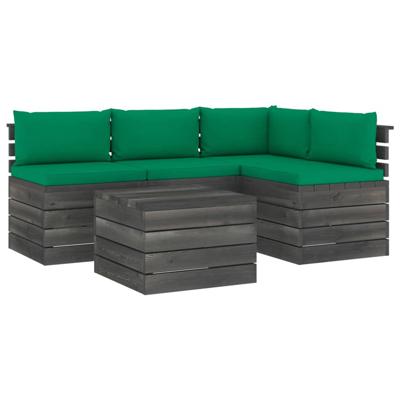 vidaXL 5-delige Loungeset met kussens pallet massief grenenhout vidaXL 5-delige Loungeset met kussens pallet massief grenenhout