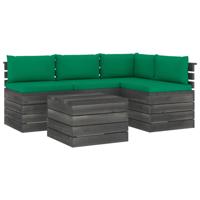 vidaXL 5-delige Loungeset met kussens pallet massief grenenhout