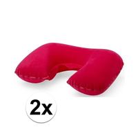 2x stuks opblaas nekkussentjes rood   -