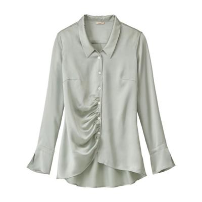 Chique blouse uit biologische zijde, donkerolijf 36