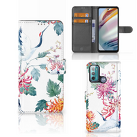 Motorola Moto G60 Telefoonhoesje met Pasjes Bird Flowers