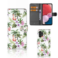 Samsung Galaxy A13 (4G) Telefoonhoesje met Pasjes Flamingo Palms - thumbnail